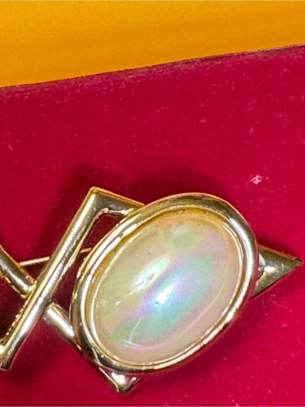 Pierre Cardin Gold-Tone Brooch with Opalescent Cabochons and Clear Crystal - Picture 4 of 15
